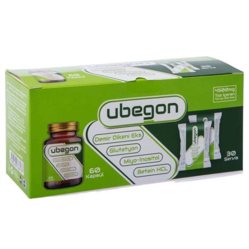 Ubegon Tribulus Terrestris Extract, Glutathione, Myo-Inositol & Betaine HCL 30 Sachets / 60 Capsules